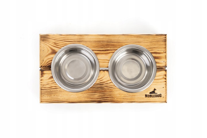 MISKI NA STOJAKU dla psa MAŁEGO STOJAK DREWNIANY bufet 2x0,45 L + treserki