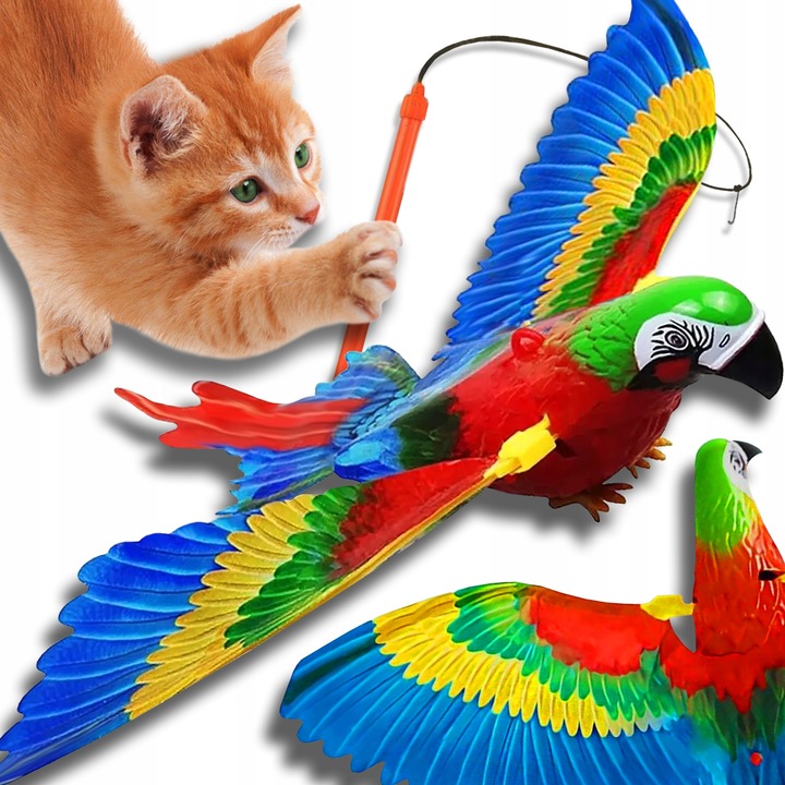 INTERAKTYWNA ZABAWKA DLA KOTA PAPUGA LATAJĄCA SKACZĄCA ELEKTRYCZNA NA ŻYŁCE