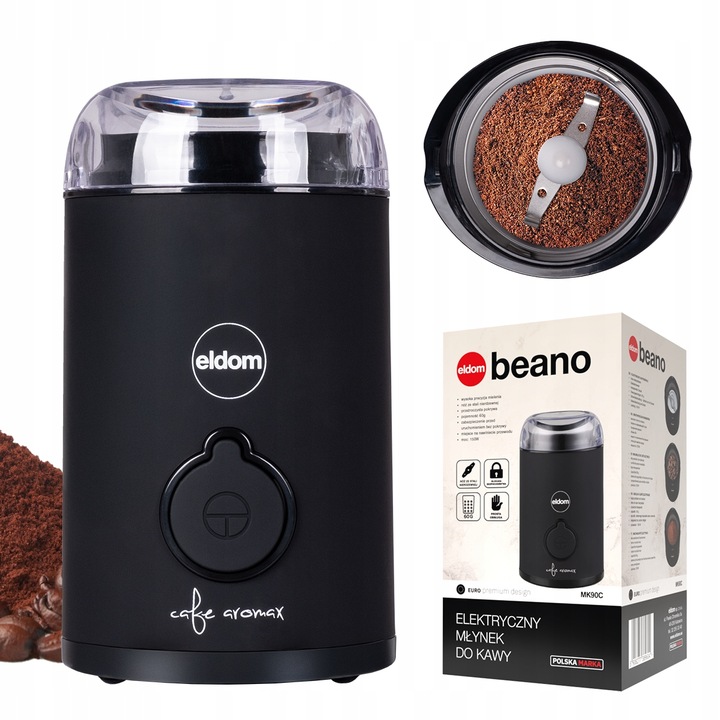 Elektryczny młynek do kawy MK90C beano Eldom czarny matowy 60g