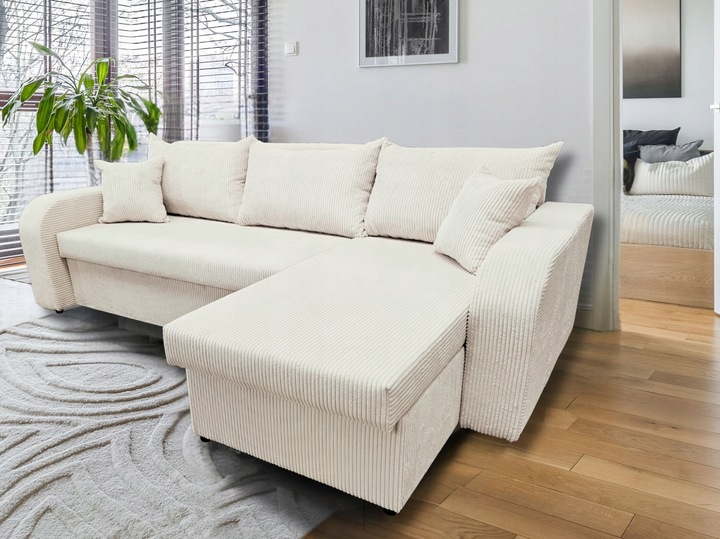 Narożnik rozkładany z funkcją spania - PALERMO sztruks, 2 pojemniki