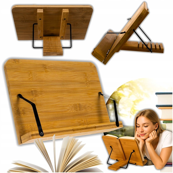 PODSTAWKA POD KSIĄŻKĘ STOJAK PODPÓRKA NA TABLET DO CZYTANIA BAMBUS