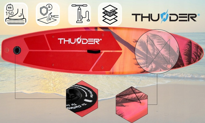 Deska SUP 320CM do pływania bezpieczna pompowana wiosło + akcesoria Thunder