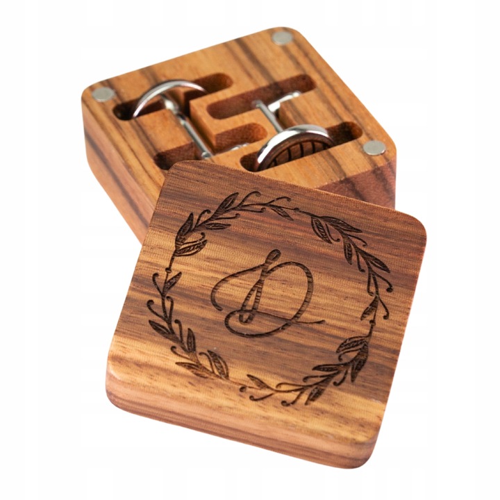 Ekskluzywne Drewniane Pudełko na Spinki do Mankietów z Grawerem