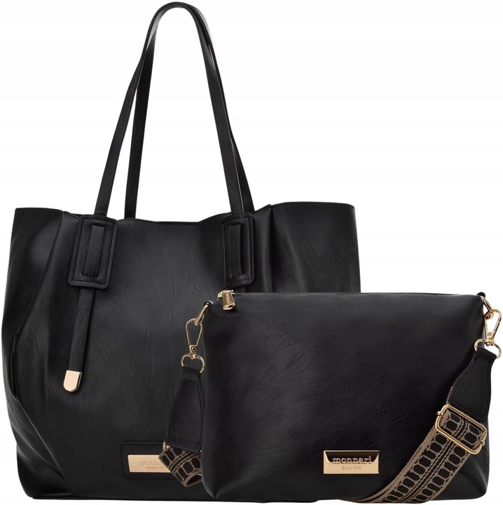 Torba Damska Duży Worek Shopper Torebka Monnari + Listonoszka Czarna