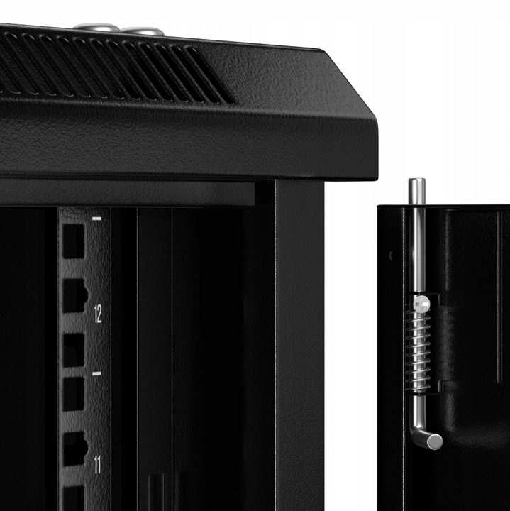 Szafa wisząca RACK 19" 12U, 450mm, Netrack F-Line, czarna, drzwi szklane,