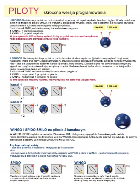 Pilot NICE SMILO SM2 Nowy Oryginalny BATERIA HURT