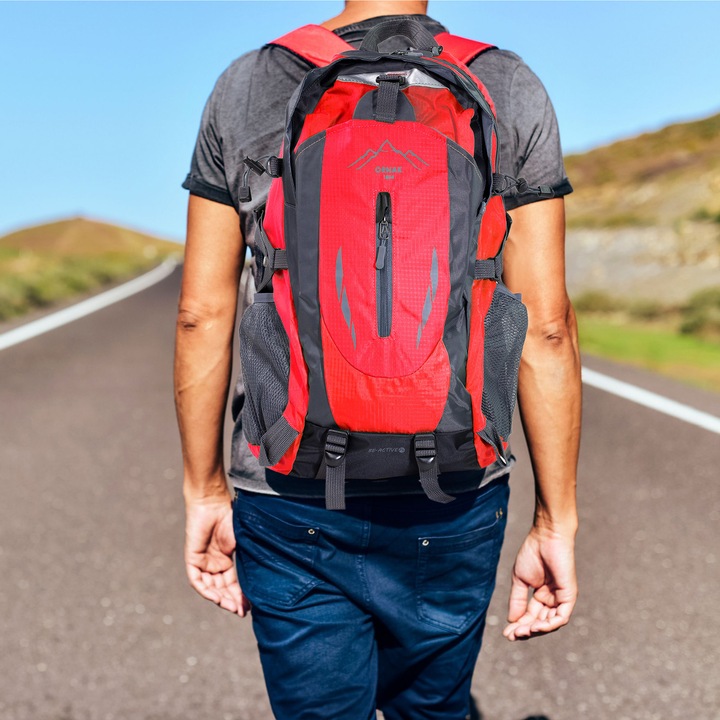 PLECAK TURYSTYCZNY 40L WYCIECZKOWY TREKKINGOWY PODRÓŻNY W GÓRY CZERWONY