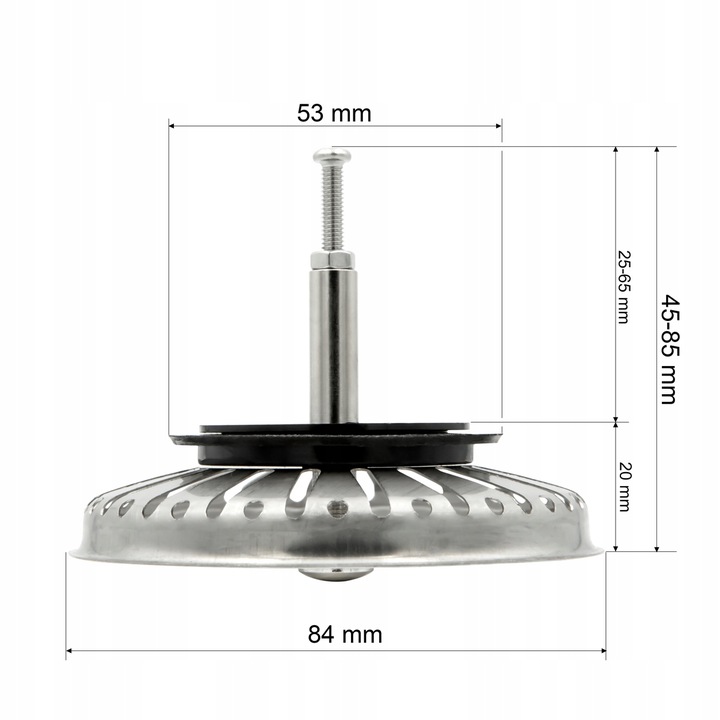 KOREK DO ZLEWU ZLEWOZMYWAKA ZATYCZKA SITKO ZE ŚRUBKĄ FRANKE QUADRON 84 mm