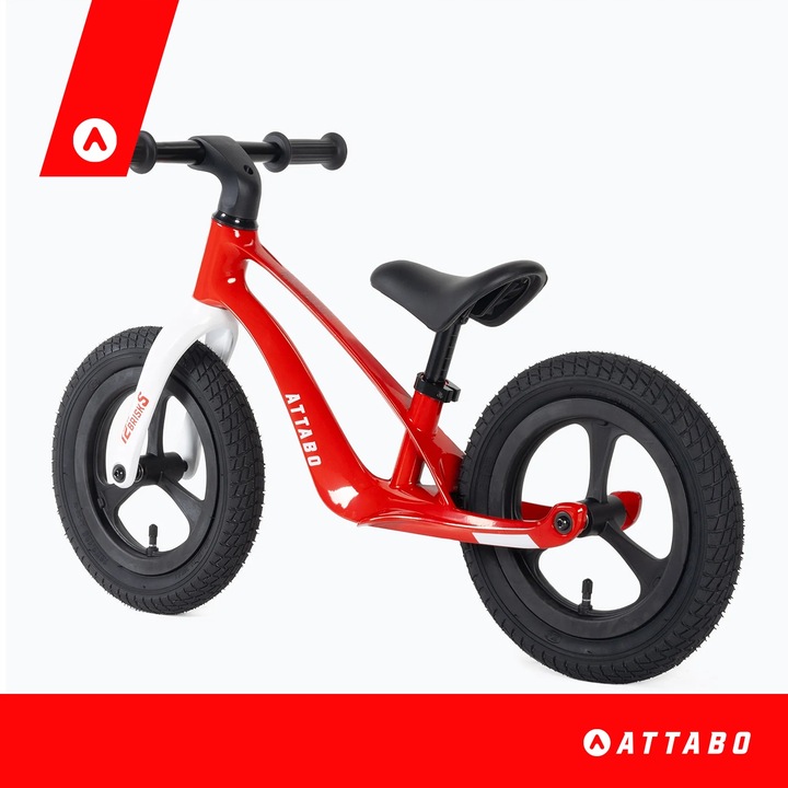 Rowerek biegowy ATTABO Brisk S magnezowy czerwony 12" ultra lekki 3,8 kg