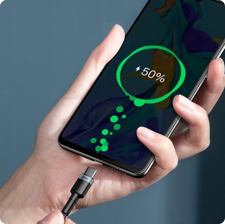 BASEUS MOCNY KABEL PRZEWÓD TYPE-C USB-C QC 3.0 PD 100W 2M SZYBKIE ŁADOWANIE