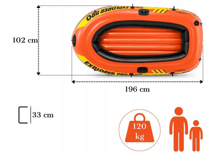 Ponton Intex Explorer 200 2os. Pompka + Wiosła 58357 MODEL 2024