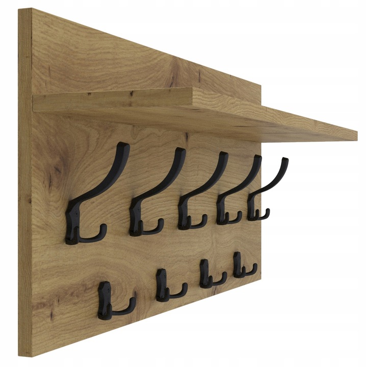 Wieszak na ubrania ścienny panelowy 9 haków 70x40 Biały