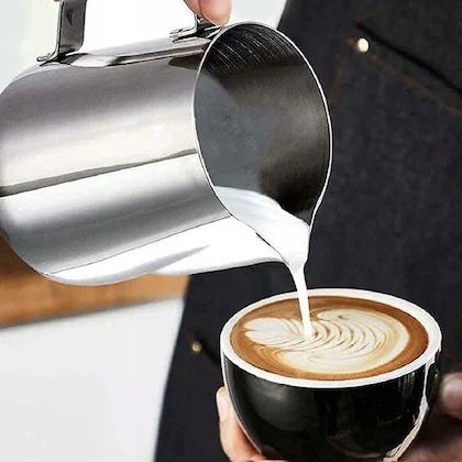 DZBANEK KUBEK DO SPIENIANIA MLEKA NA MLEKO STALOWY NIERDZEWN MLECZNIK