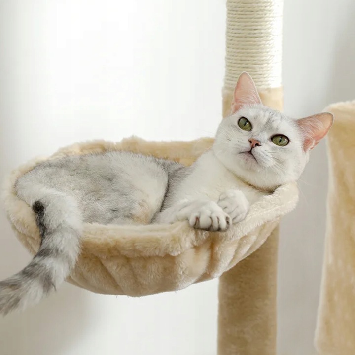 DRAPAK DLA KOTA WIEŻA LEGOWISKO DOMEK Z ZABAWKAMI BEŻOWY DUŻY XXL 120 cm