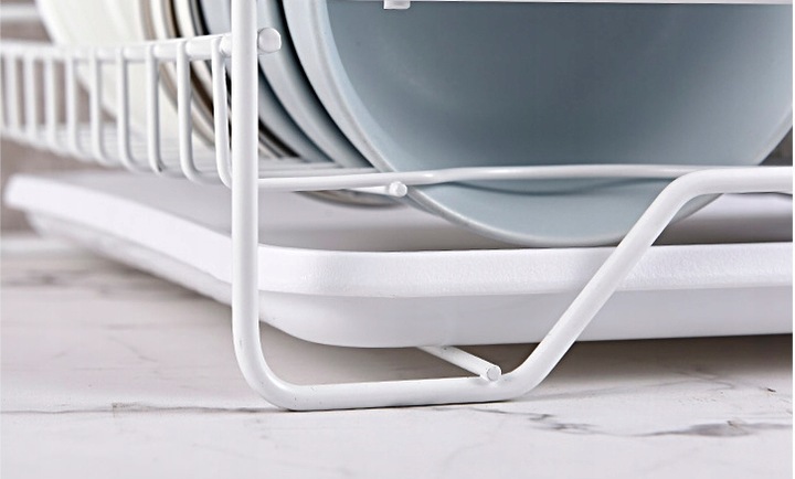 SUSZARKA DO NACZYŃ STOJĄCA BIAŁA DWUPOZIOMOWA OCIEKACZ Z TACKĄ W