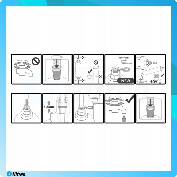 ZESTAW 4szt Filtr Wody do lodówki SIDE BY SIDE na wężyk ZAMIENNIK