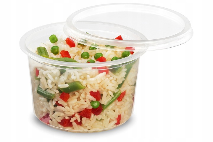 Pojemnik PP do sałatek surówek dań gorących 450ml z wieczkiem okrągły 50szt