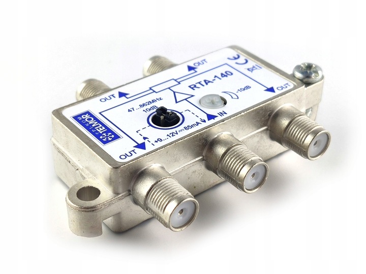 Wzmacniacz z rozdzielaczem Telkom-Telmor RTA-140 + wtyk F