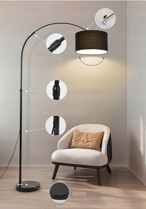 LAMPA PODŁOGOWA LED E27 elastyczna gęsia szyja do czytania 175cm