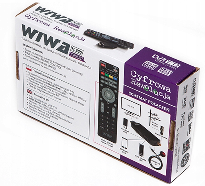 Dekoder Tuner Wiwa TV Naziemnej DVB-T2 HEVEC MINI
