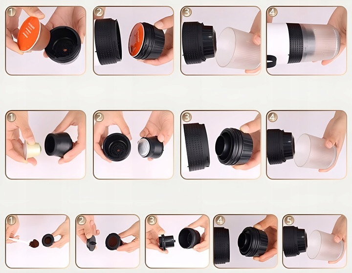 PRZENOŚNY EKSPRES DO KAWY 125W 3W1 Turystyczny Bezprzewodowy