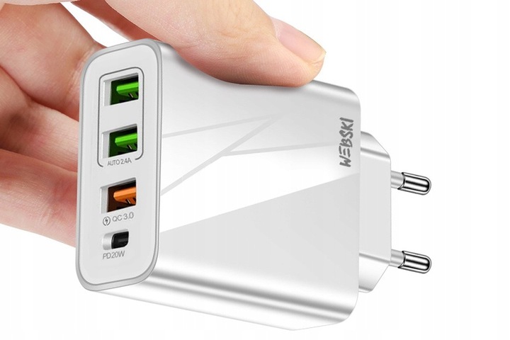 Bardzo Szybka ŁADOWARKA 4usb QC Power Delivery ŁADUJE 4 URZĄDZENIA NA RAZ
