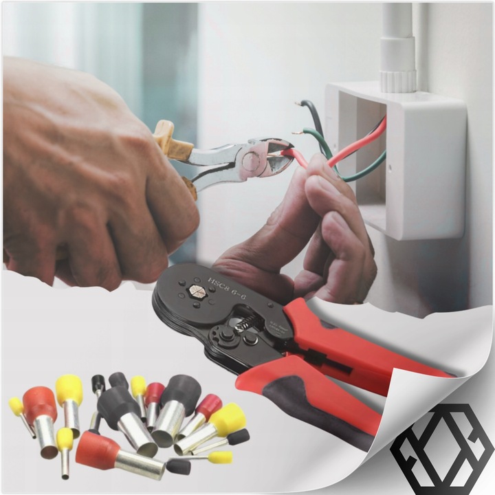 ZACISKARKA PRASKA DO KONEKTORÓW KOŃCÓWEK KABLI TULEJEK 0.25-10mm²