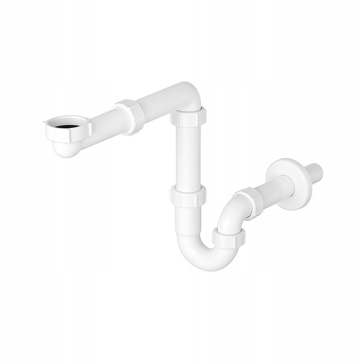 SYFON DO ZLEWU umywalki biały+korek do zlewu KLIKKLAK srebrny bez przelewu