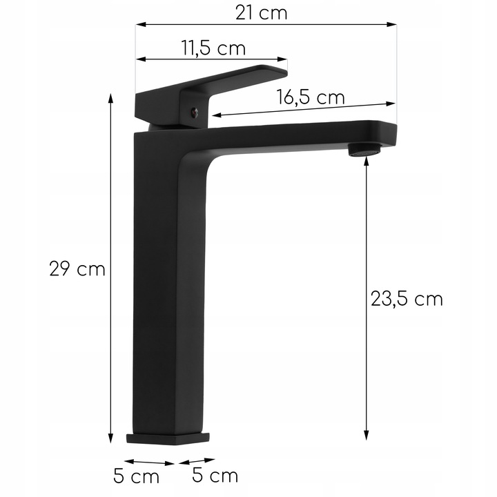 Bateria umywalkowa stojąca wysoka czarna nablatowa kran do umywalki