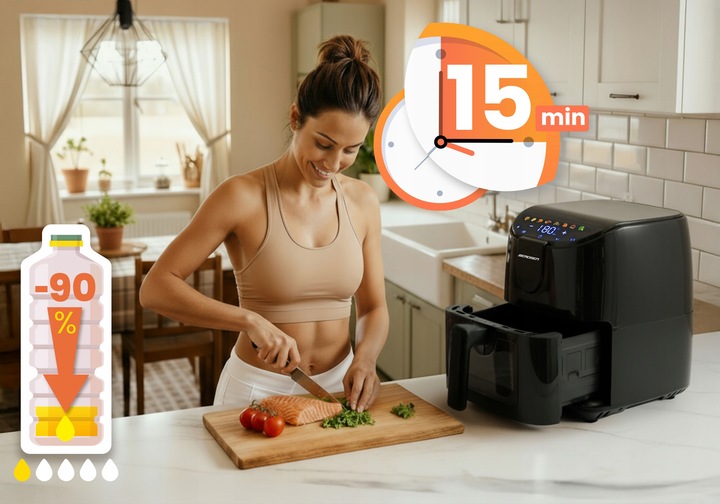 FRYTKOWNICA BEZTŁUSZCZOWA AIR FRYER FRYTOWNICA 4L BERDSEN 1500W