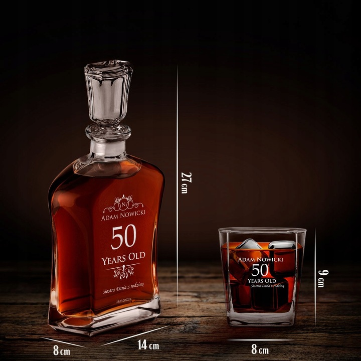 Karafka z Grawerem ze Szklankami Prezent dla Faceta Niego na 50 Urodziny