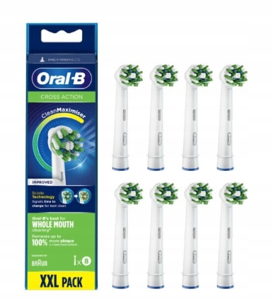 8 X KOŃCÓWKI BRAUN ORAL-B CROSS ACTION DO SZCZOTECZKI ELEKTRYCZNEJ ORYGINAŁ