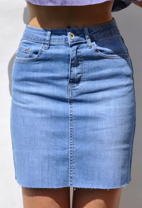 #E1157 BŁĘKITNA JEANS denim MINIÓWA SPÓDNICA M