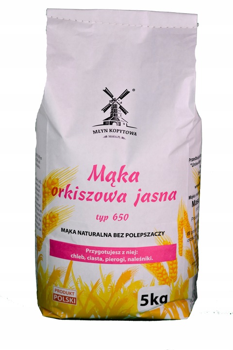 MĄKA ORKISZOWA JASNA 650 Z NASZEGO MŁYNA Z POLSKIEGO ZBOŻA 5 KG