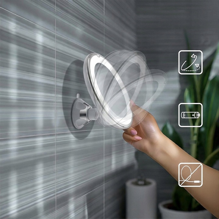 Lusterko kosmetyczne STRADO do makijażu powiększające x10 podświetlane