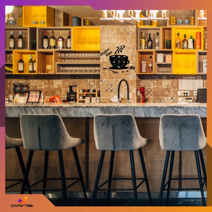 Zegar ścienny kuchenny filiżanka kawy do kuchni kawiarni czarny efekt 3D