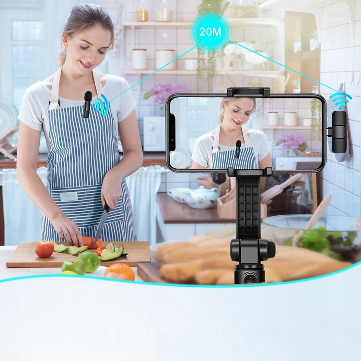 2x MIKROFON BEZPRZEWODOWY KRAWATOWY + ODBIORNIK USB-C + ADAPTER DO IPHONE