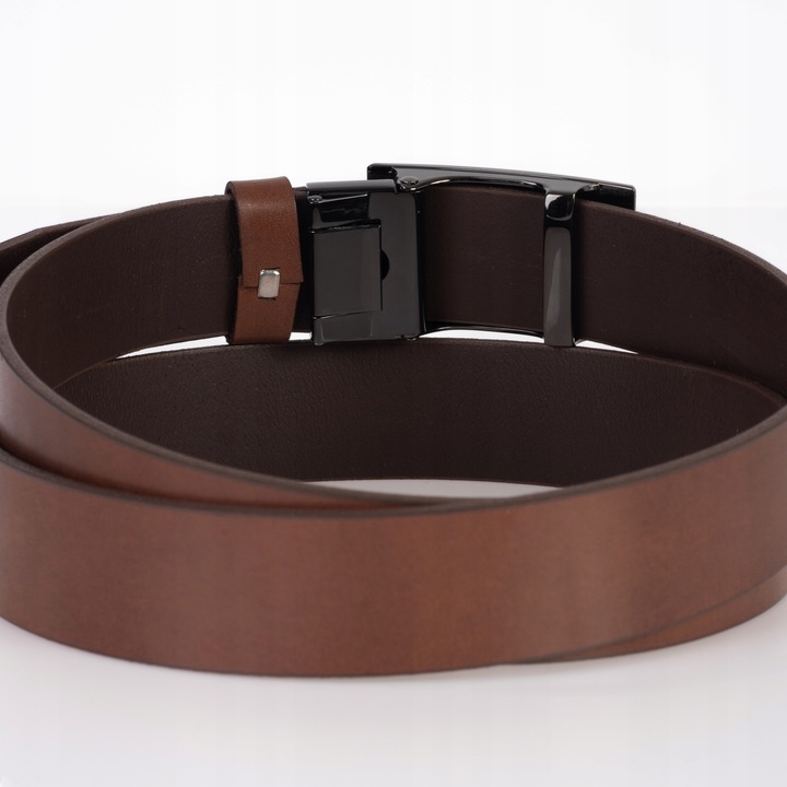 Pasek SKÓRZANY męski Klamra automat BRĄZOWY spodni