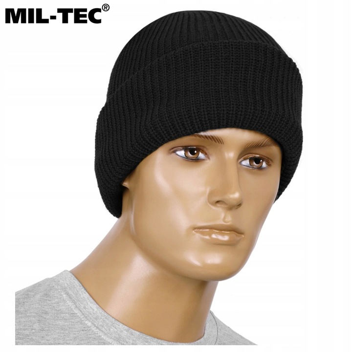 CZAPKA ZIMOWA WOJSKOWA MIL-TEC OCIEPLINA 3M THINSULATE CIEPŁA CZARNA
