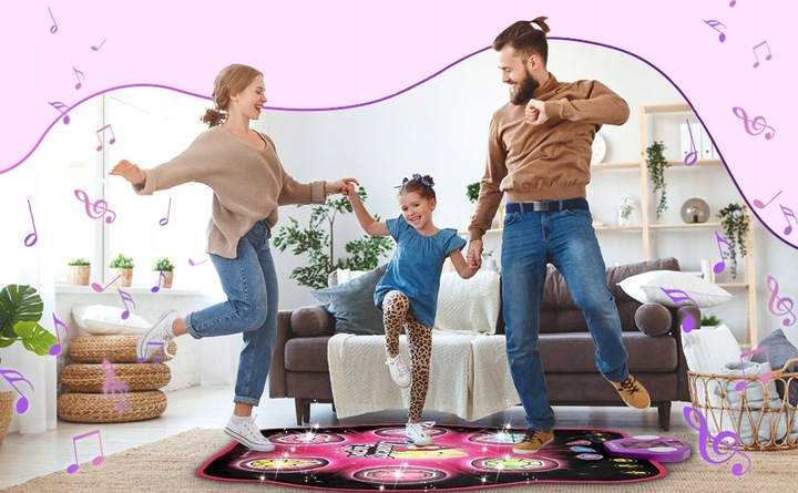 MATA DO TAŃCZENIA MUZYCZNA DLA DZIECI INTERAKTYWNA LED BLUETOOTH 27× POZIOM