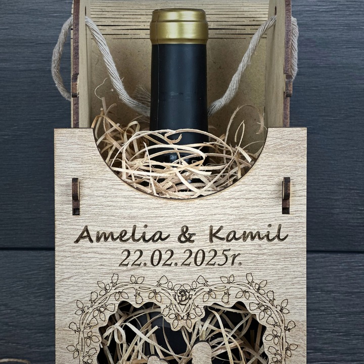 SKRZYNKA NA WINO PREZENT NA ŚLUB DLA PARY MŁODEJ PUDEŁKO Z GRAWEREM WESELE