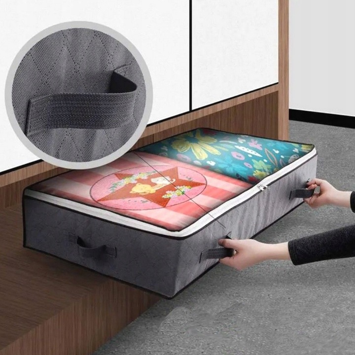 DUŻY ORGANIZER POJEMNIK POKROWIEC POD ŁÓŻKO Na POŚCIEL KOŁDRĘ ZABAWKI