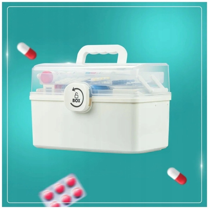 Organizer na leki skrzynka kuferek pojemnik tabletki zamykany
