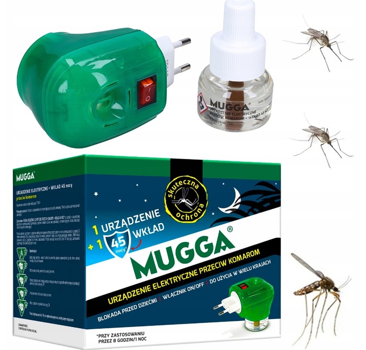 MUGGA Urządzenie elektryczne z wkładem 45 nocy Na komary 35ml do prądu