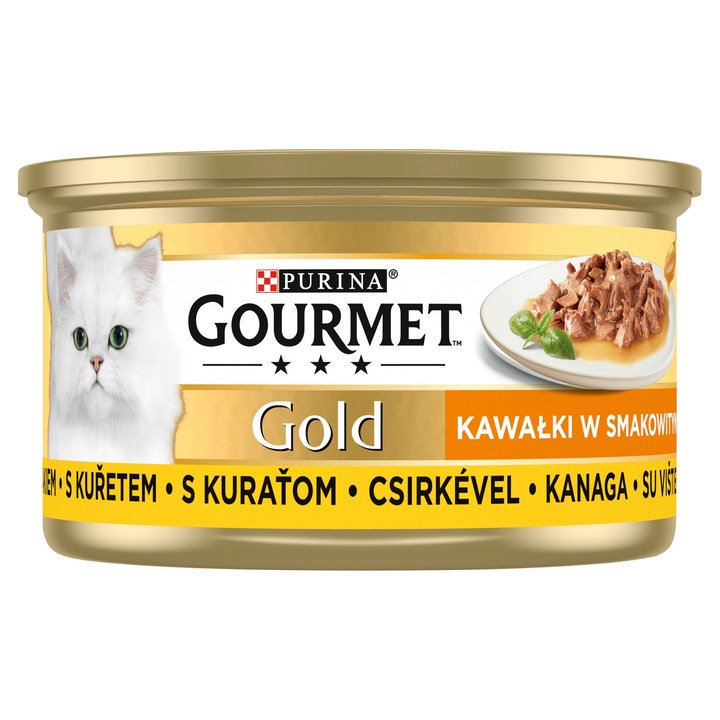 GOURMET GOLD KAWAŁKI KURCZAKA W SOSIE MOKRA KARMA DLA KOTA 12x85g