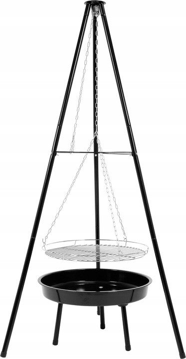 GRILL TRÓJNÓG NA OGNISKO OGRODOWY Z RUSZTEM DO PALENISK 60 CM WYSOKOŚĆ