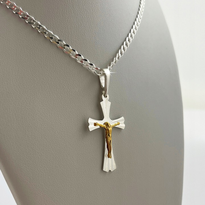 SREBRNY ŁAŃCUSZEK NA KOMUNIĘ CHRZEST DLA CHŁOPCA SREBRO 925 + GRAWER GRATIS