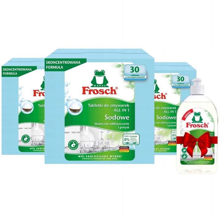 Frosch Sodowe Tabletki do Zmywarek All in 1 30szt x3 + Gratis