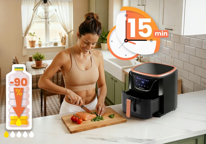 FRYTKOWNICA BEZTŁUSZCZOWA AIR FRYER FRYTOWNICA 5L GRATIS BERDSEN 1500W