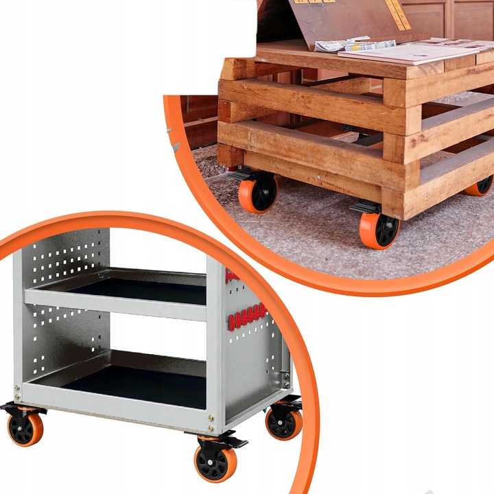 ZESTAW JEZDNY KÓŁ 125MM KÓŁEK KOŁA OBROTOWE Z HAMULCEM 400 KG DO WÓZKA